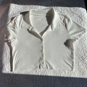 American Eagle polo button up ribbed crop top